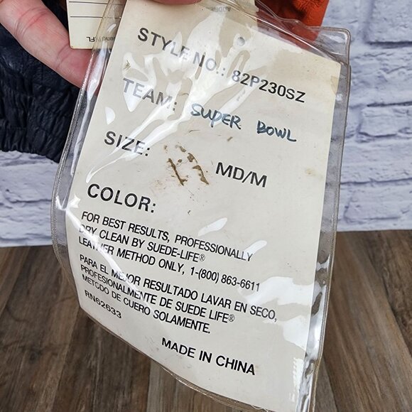 Denver Broncos SUPER BOWL XXXIII Vintage 1999 PRO PLAYER Blue Med Leather Jacket - Picture 6 of 16